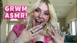 ASMR Get Ready With Me to go to the Barbie Movie Makeup Nails Assorted Triggers and Rambles✨💅🏻 [upl. by Atiuqcaj178]