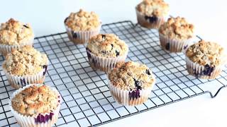 DELICIOUS Whole Grain Blueberry Muffins [upl. by Lohman]