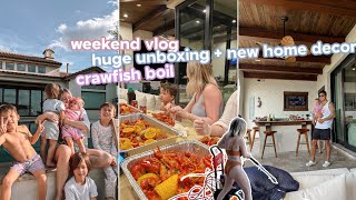 baby girls first crawfish boil new home decor  huge unboxing [upl. by Enirrok792]