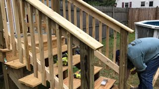 How To Add a Railing to a Stairway Easy DIY Project [upl. by Ailehc]