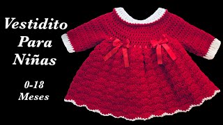 Como tejer Vestido para niñas en gancho o a crochet fácil y rápido 912 meses Crochet for Baby 160 [upl. by Haridan555]