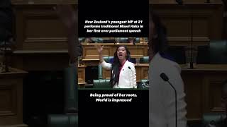 Goosebumps In parliament as lady senator performs haka war dance shorts [upl. by Ahsatsana]