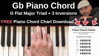 G b Chord Piano  G Flat Major  Inversions Tutorial  FREE Chord Chart [upl. by Sheley]