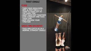 Full down twist cradle instructional video  cheerleading group stunts [upl. by Hylan]