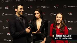 Bitsie Tulloch amp Tyler Hoechlin On Being Superman amp Lois Fandom amp More  Hollywire [upl. by Cathie]