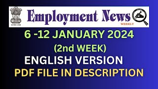 Employment News Paper This Week PDF  6  12 JANUARY 2024 2nd week employmentnews govtjobs [upl. by Enyaw]