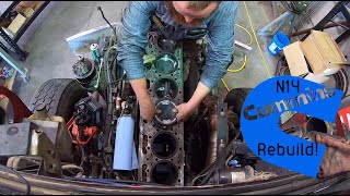 CUMMINS N14 Engine Rebuild TimeLapse [upl. by Ydnamron]