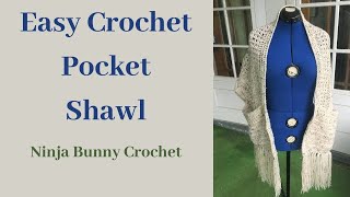 How to Crochet an Easy Pocket Shawl [upl. by Neelrac]