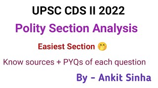 UPSC CDS II 2022  Polity Section Analysis  facetsofupsc [upl. by Vine]