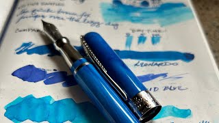 Leonardo Blue ink with a lovely Neptune Blue Pineider Avatar Fountain Pen New Pen Day [upl. by Erlene]