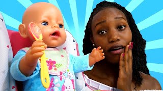 Kids play dolls  Feeding baby doll amp washing machine toys  Family fun video [upl. by Doane200]