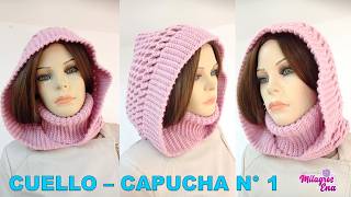 Cuello Capucha N° 1 tejido a crochet en punto panal de abeja en 3D paso a paso TODAS LAS TALLAS [upl. by Udall]