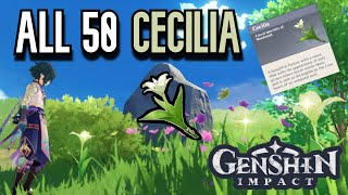 ALL 50 Cecilia Locations  Complete Guide amp Efficient Route  Genshin Impact Mondstadt [upl. by Miun]