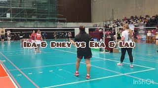 Ida amp Dhey vs Eka amp Lau PSSQ Badminton Tournament  1st Anniversary Extravaganza [upl. by Auqkinahs431]