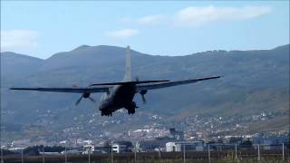 Landing Transall C160 61MW French Air Force ClermontFerrand Auvergne Airport CFELFLC [upl. by Zeugirdor]