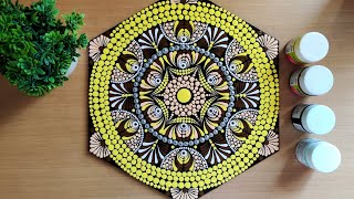 Dot Mandala on Hexagonal MDF board  Dot Mandala Art for beginners  Dotting Art [upl. by Aehsel]