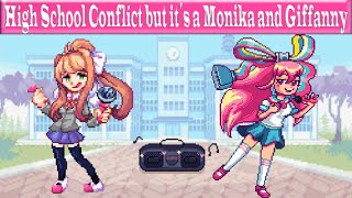 Fnf High school conflict but its a Monika and GIFfany [upl. by Aramak]