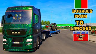 ETS2 Tank Tracks Transport from Bourges to Limoges Gameplay with Logitech g923 [upl. by Haizek165]