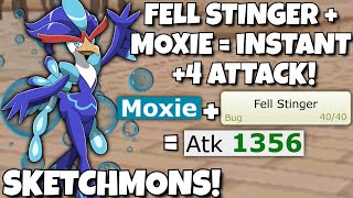 FELL STINGER MOXIE QUAQUAVAL GETS INSANE ATTACK BOOSTS IN SKETCHMONS POKEMON SCARLET AND VIOLET [upl. by Isabel]