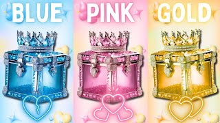 Choose Your Gift 🎁😍😭 3 gift box challenge 😃Pink blue vs gold 💙💖💛2 good vs bad gift challenge [upl. by Ashatan]