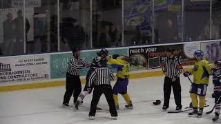 Kirkcaldy Kestrels vs Dundee Comets fight between Robbie Summers and David Pokorny [upl. by Millford507]