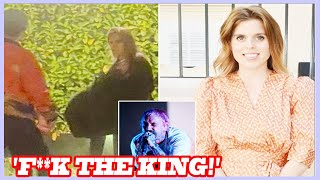 Princess Beatrice knocks back cocktails at Glastonbury VIP bar as band chants Fk the King [upl. by Nohcim]