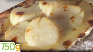 Recette de Coquilles StJacques gratinées  750g [upl. by Vasya474]