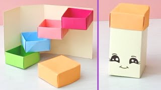 DIY Seçret Stepper Box  Origami Paper Crafts Gifts Idea [upl. by Ayomat]