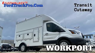 Whats inside the Workport Ford Transit Cutaway van by Rockport Trucks [upl. by Anaynek108]