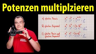 Potenzen multiplizieren  ganz einfach erklärt  Lehrerschmidt [upl. by Muhan]