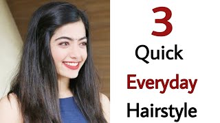 3 quick everyday hairstyle  new hairstyle  easy hairstyle  college hairstyle hairstyle girl [upl. by Mitzie]