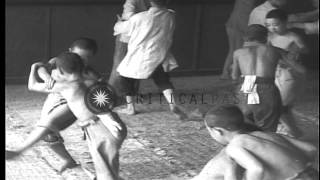 Class in Judo at Furukawa Intermediate School in Honshu Japan HD Stock Footage [upl. by Aihsoek]