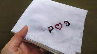 P❤️S Handkerchief Hand Embroidery design  Letter Embroidery on handkerchief  Lets Explore [upl. by Aunson]