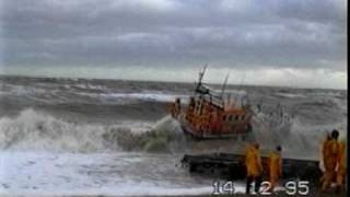 RNLI lifeboat launch in rough sea [upl. by Quiteris]