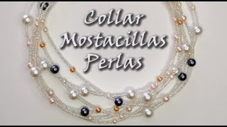 COLLAR DE PERLAS Y MOSTACILLAS Curso de bisutería [upl. by Rraval]