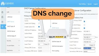 how to DHCP DNS IP address change on EG8145V5 Huawei router [upl. by Jillie]