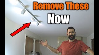 How to Remove track lights And Replace With Modern Down Lights  THE HANDYMAN [upl. by Myra873]