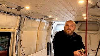 Camper Van Conversion  Installing LED lights and ceiling build [upl. by Chaudoin995]