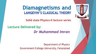 Diamagnetism and Langevin’s classical theory of Diamagnetism Solid State Physics 2 [upl. by Loram782]