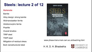 Steels martensitic transformation part 2 Lecture 2 of 12 [upl. by Tymes]