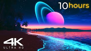 10 Hours Loop  Bioluminescent Beach Screensaver Live Wallpaper  4K Ultra HD [upl. by Leirad211]