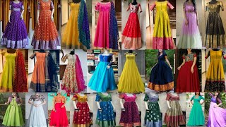 Long frocks latest designs 2023 💕40  beautiful designer long frock images 💕Convert OLD Pattu SAREE [upl. by Trautman118]