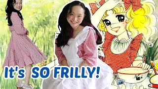 DIY Ruffled Gingham Dress and Frilly Lacy Apron  Cottagecore sewing  Candy Candy Cosplay [upl. by Helbonia]