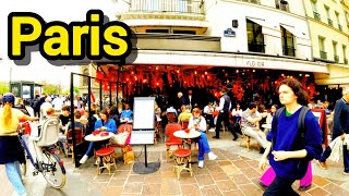 Paris France 🇲🇫 Cafes in Restaurant walk ❤️ 👉 A Walk with Aziz 24 ❣️ [upl. by Latsyrcal]