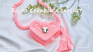 Bolso Corazon Tejido a Crochet💝Heart Bag  Tutorial paso a paso Hebras Crochet [upl. by Zamora]