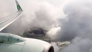 Transavia Boeing 737800 Cloudy Approach amp Windy Landing at Amsterdam  a Bit of Snow 4K 60fps [upl. by Nellad]