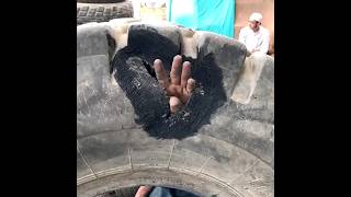 Old Man Repairing A Huge Old Tire Sidewall  AmazingRepairing of Monster Tire l [upl. by Gracie]