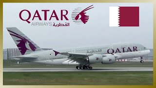 First QATAR AIRWAYS Airbus A380 takes to the skies [upl. by Froehlich]