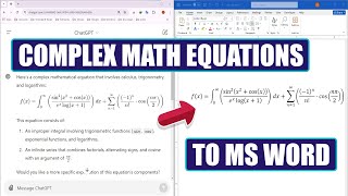 How to Generate and Copy Complex Math Equations from ChatGPT to Microsoft Word Using LaTeX [upl. by Feer]