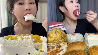 ASMR EP415 cake delicious Food eating challenges enoki mushrooms eating Eating spicy food [upl. by Sankey]